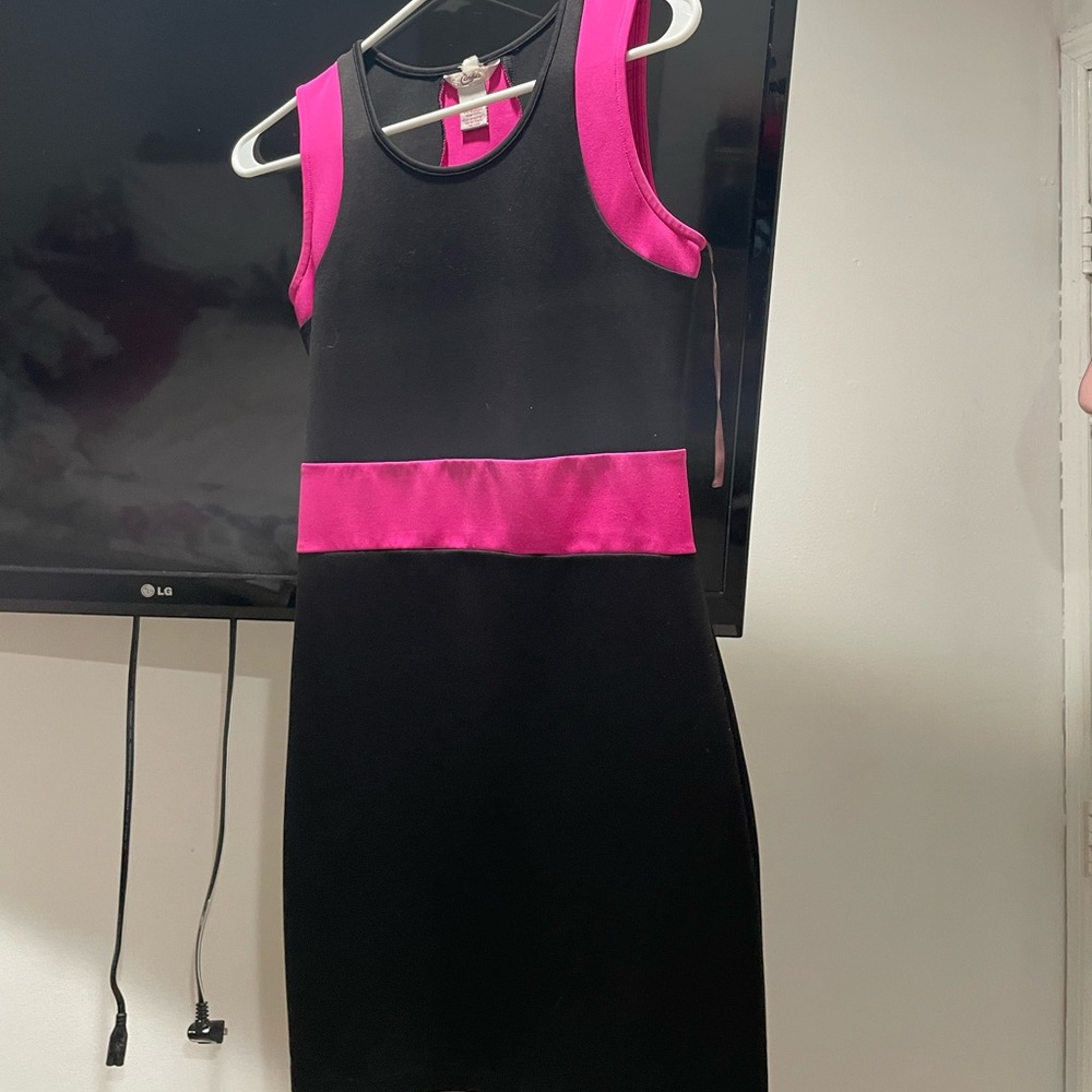 Pink and black formal dress